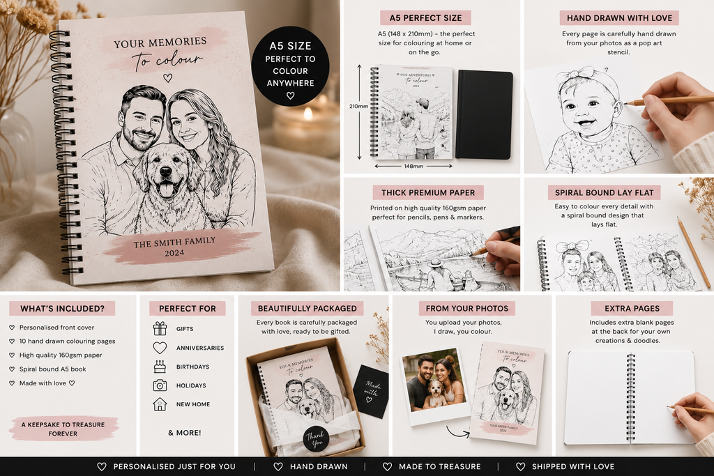 Personalised Colouring Book | Hand Drawn from Your Photos