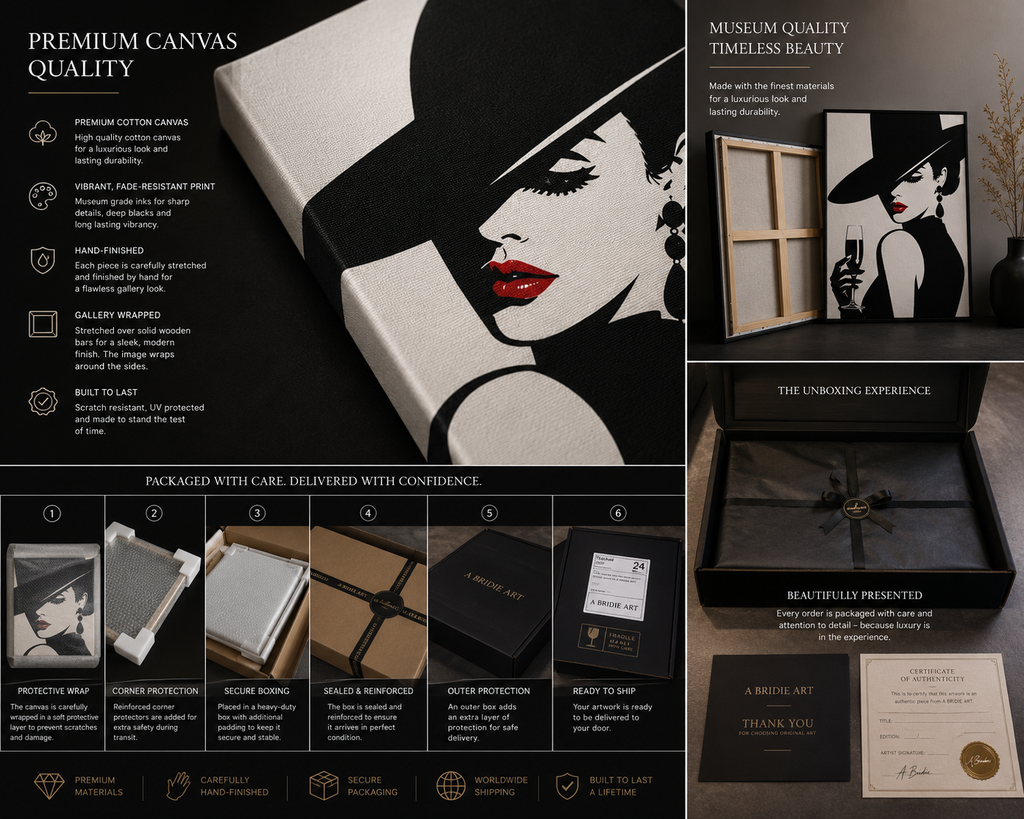 The Heiress | Luxury Black Stencil Pop Art Canvas