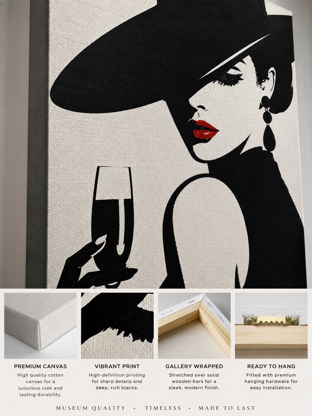 The Heiress | Luxury Black Stencil Pop Art Canvas