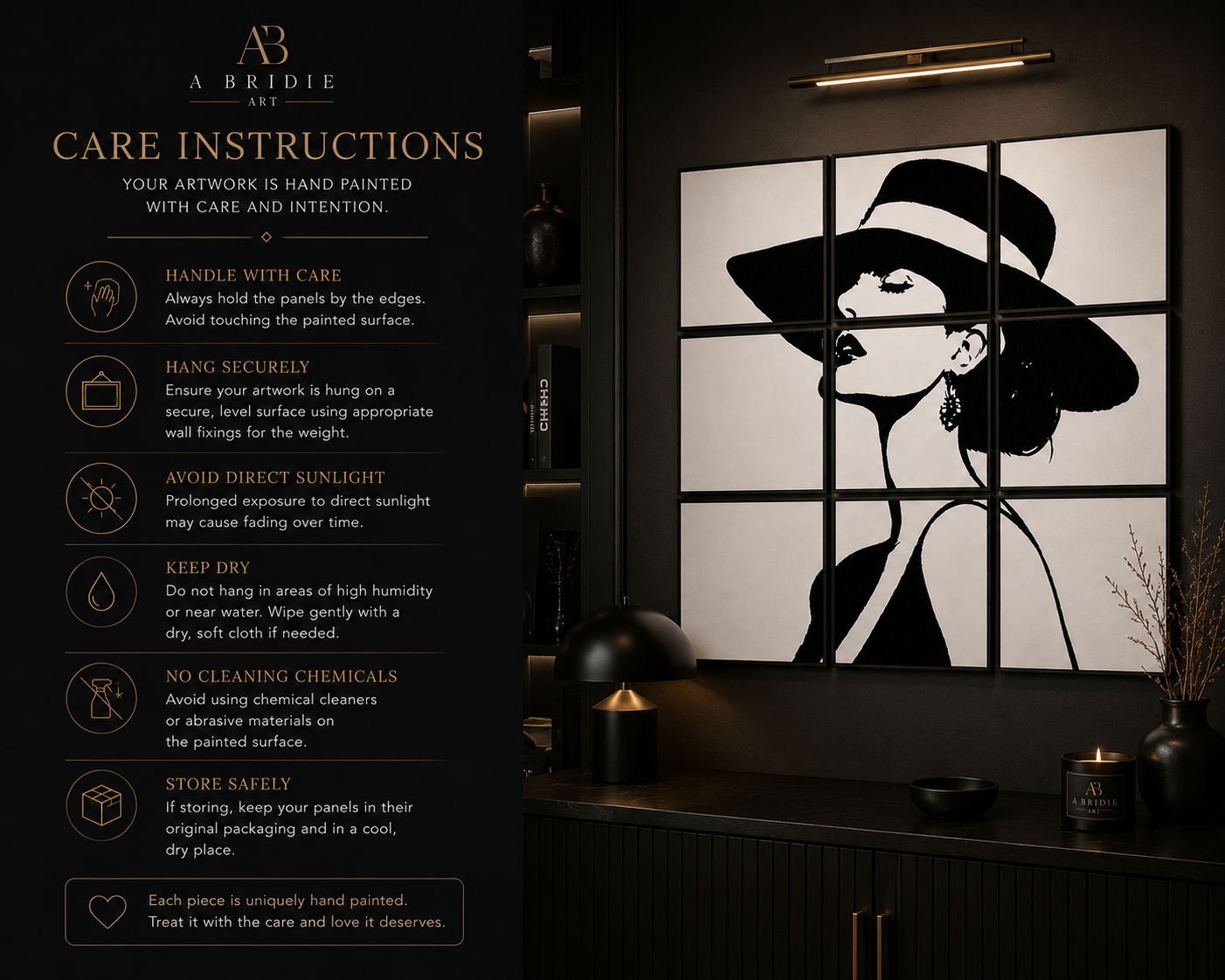 Signature Collection – Hand-Painted 9 Panel Wall Art