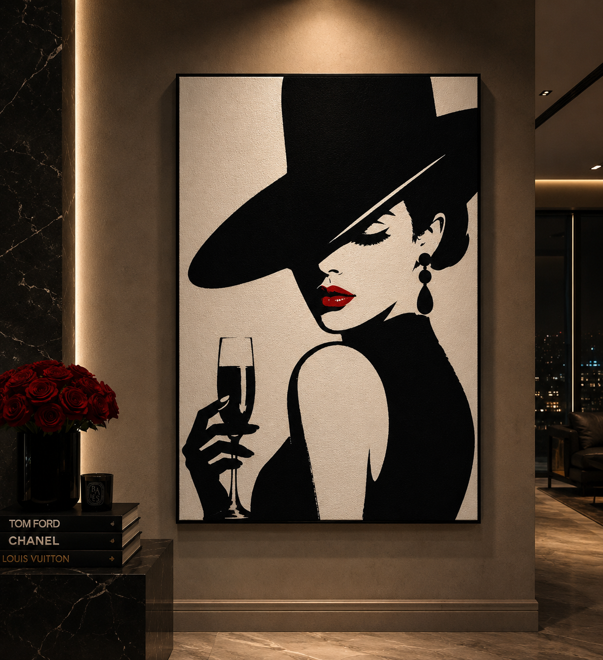 The Heiress | Luxury Black Stencil Pop Art Canvas