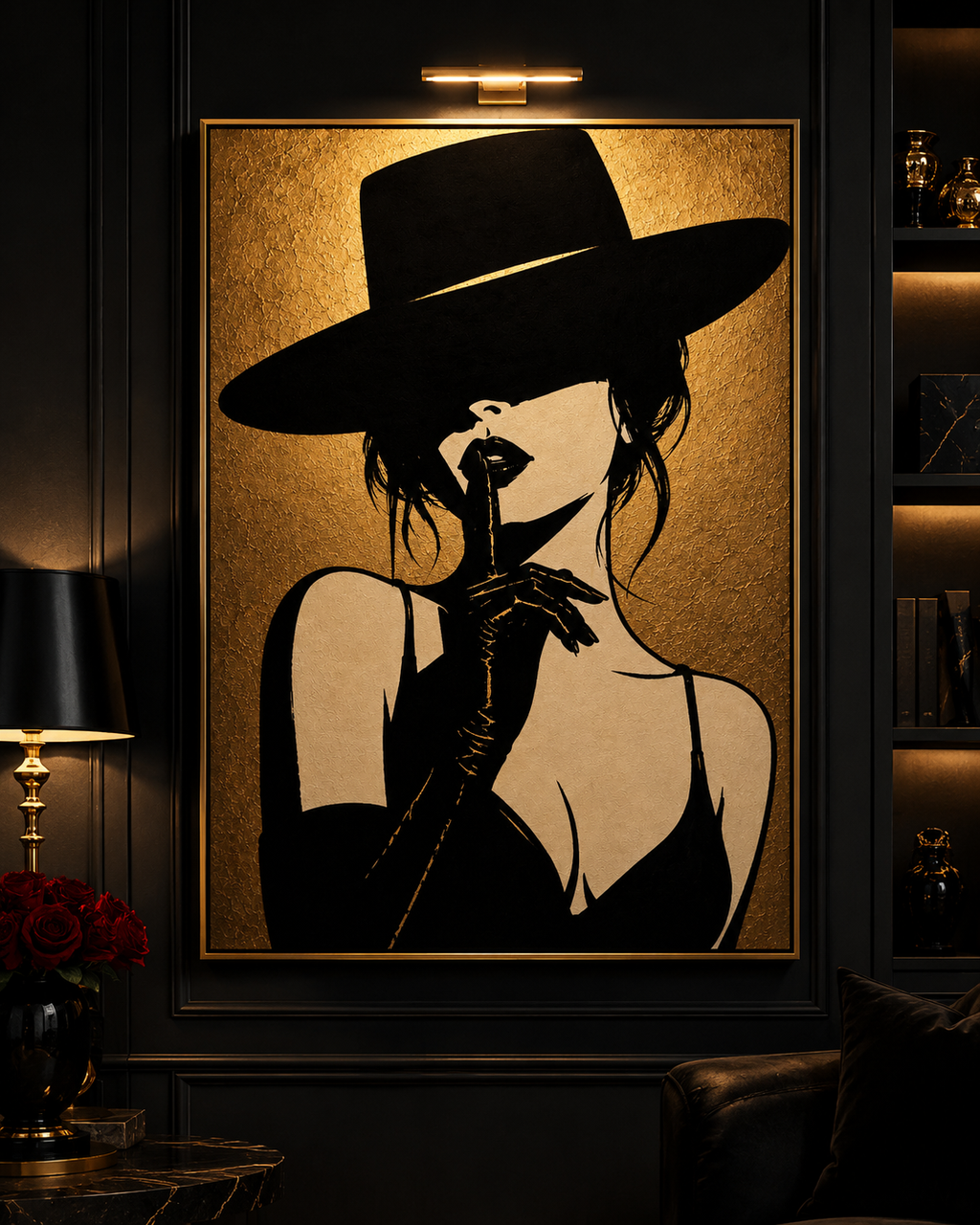 The Secret | Luxury Black Stencil Pop Art Canvas
